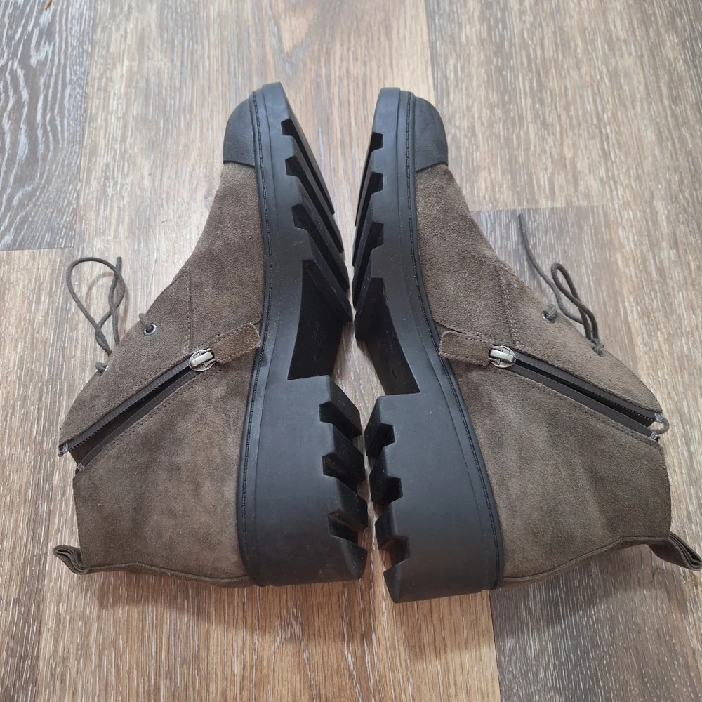 Eileen Fisher Reese Waterproof Suede Bootie In Mushroom Brown/ Gray, Sz 10